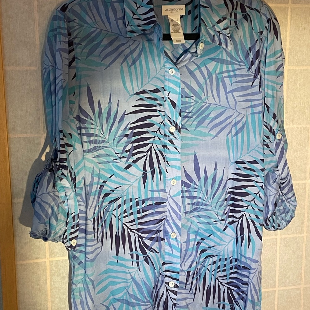 LizSport Cotton Print Shirt Size S